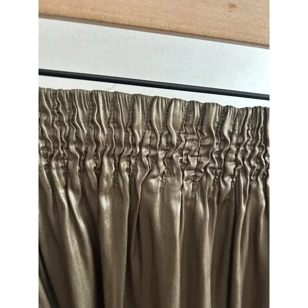 Zara Khaki Olive Liquid Palazzo S Wide Leg Trousers - Picture 6 of 12